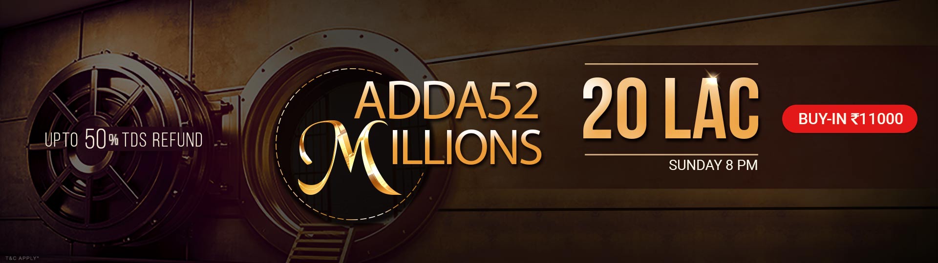 Win 20 LACS GTD: Adda52Millions Poker Tournament