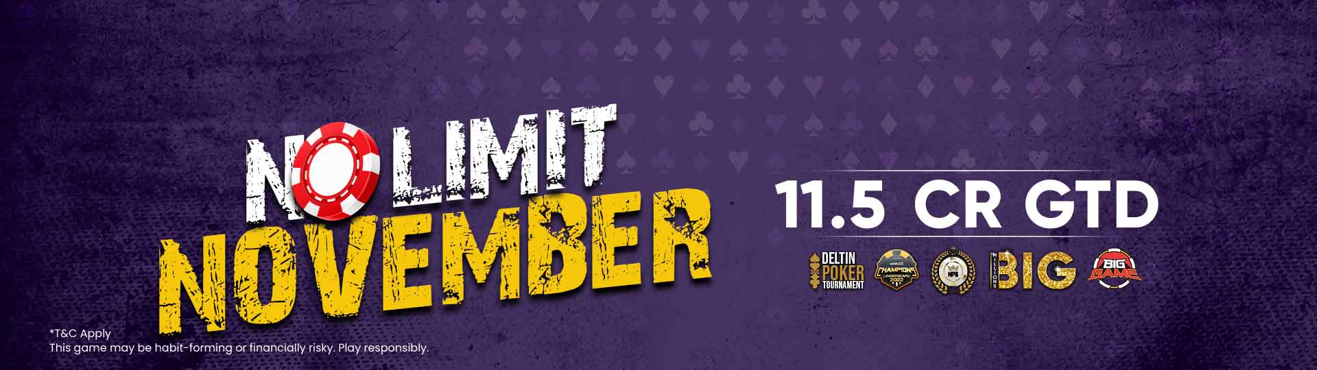 Play poker No limit this November on Adda52