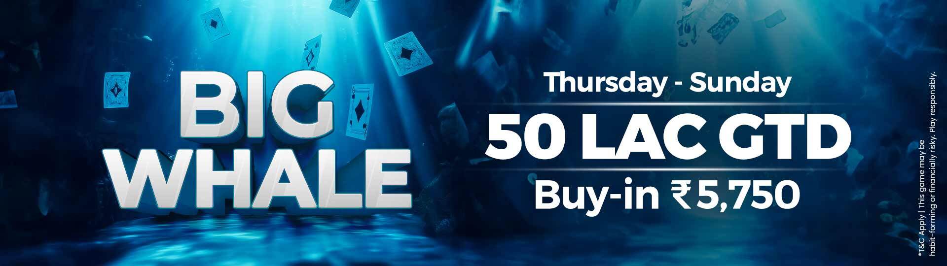 Big Whale is here with 50 Lac GTD with a buy-in of 5750.