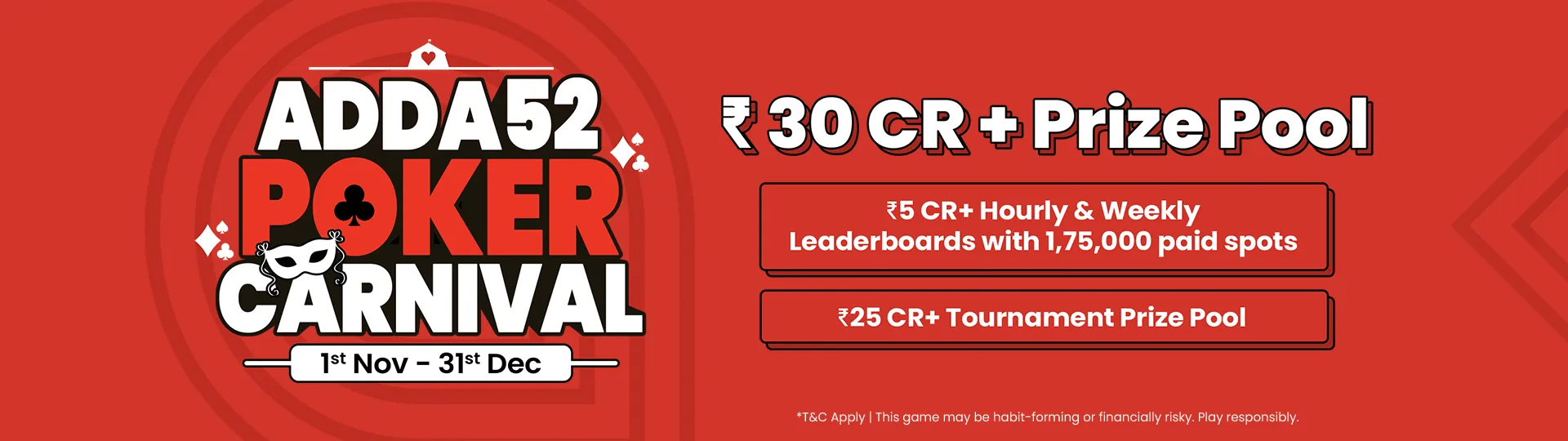 Join the Adda52 Poker Carnival for a ₹30 Cr+ Prize Pool